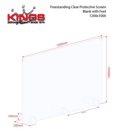 Clear Protective Screen - 1200mm x 1000mm Blank
