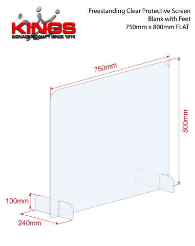 Clear Protective Screen - 750mm x 800mm Blank